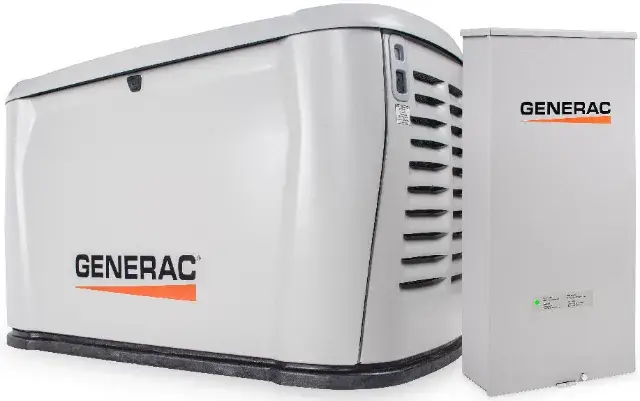 Whole home generator installed outside of an Ann Arbor, MI home. Generator installation and service by Koch & White.